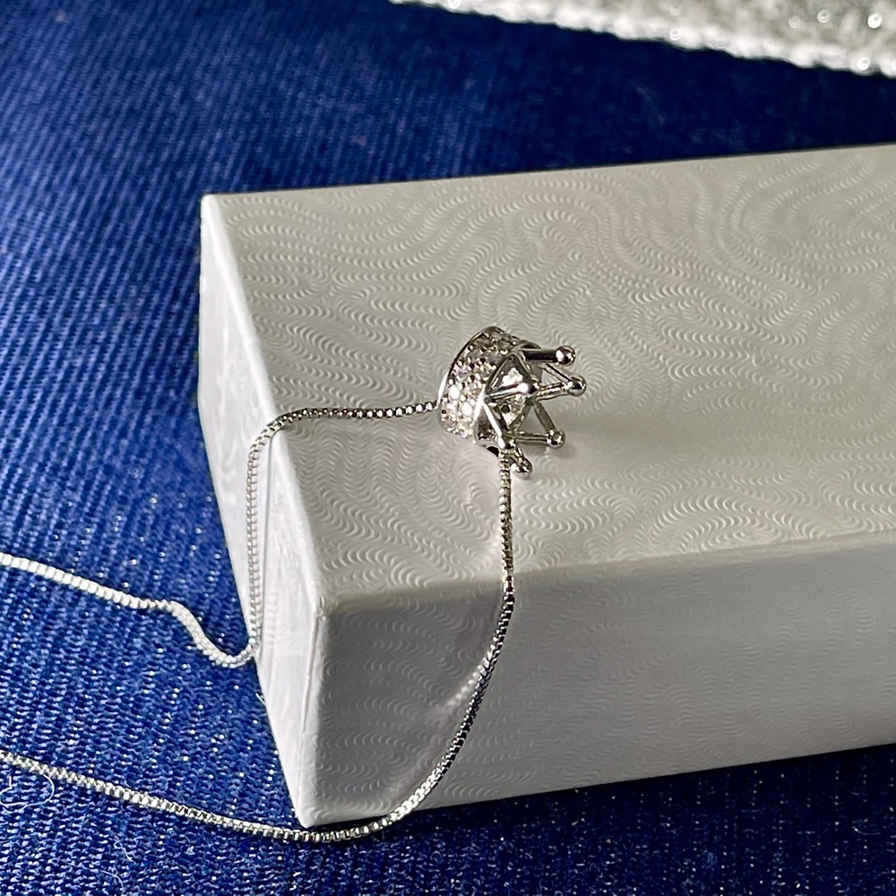 Silver Crown Charm Necklace